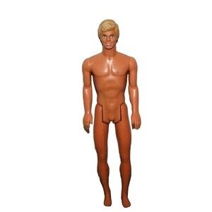 Vintage Ken Doll Mattel 1968 Molded Blonde Hair 12" Tan Body Grinning Male Toy